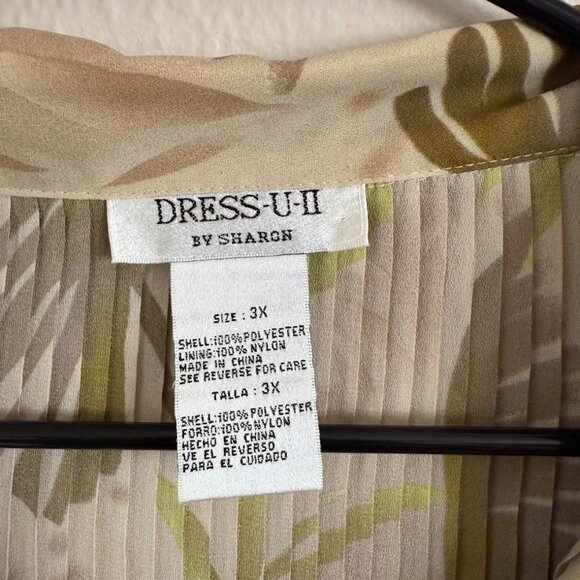 Dress U II by Shargn Hawaiian Shirt – Size 3X, Tan & Green (Like New) - Picture 3 of 3